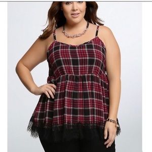 Torrid Plaid Babydoll tank